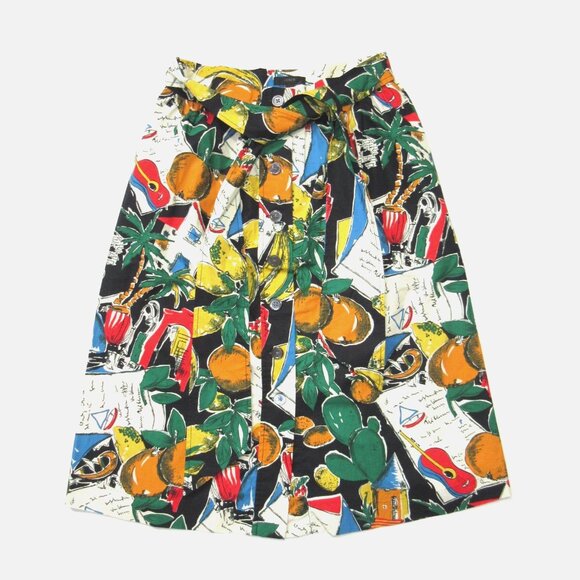 NWT J.Crew Button-Up A-Line in Postcard Print Fruit Belted Tie Skirt 8 - Picture 1 of 5
